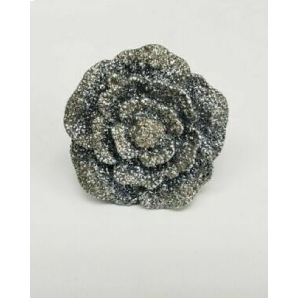 KMO Paris Sparkly Cocktail Rose Ring Sz 7 NEW